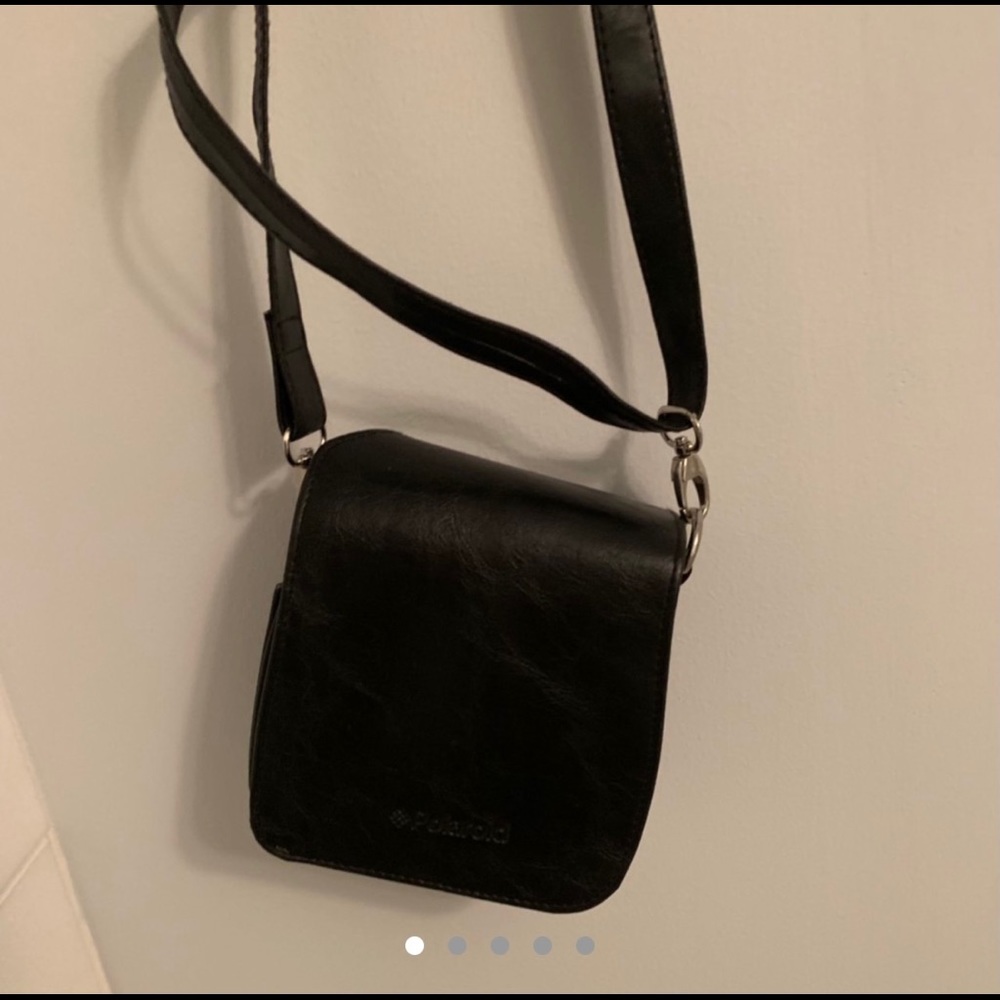 black leather polaroid case